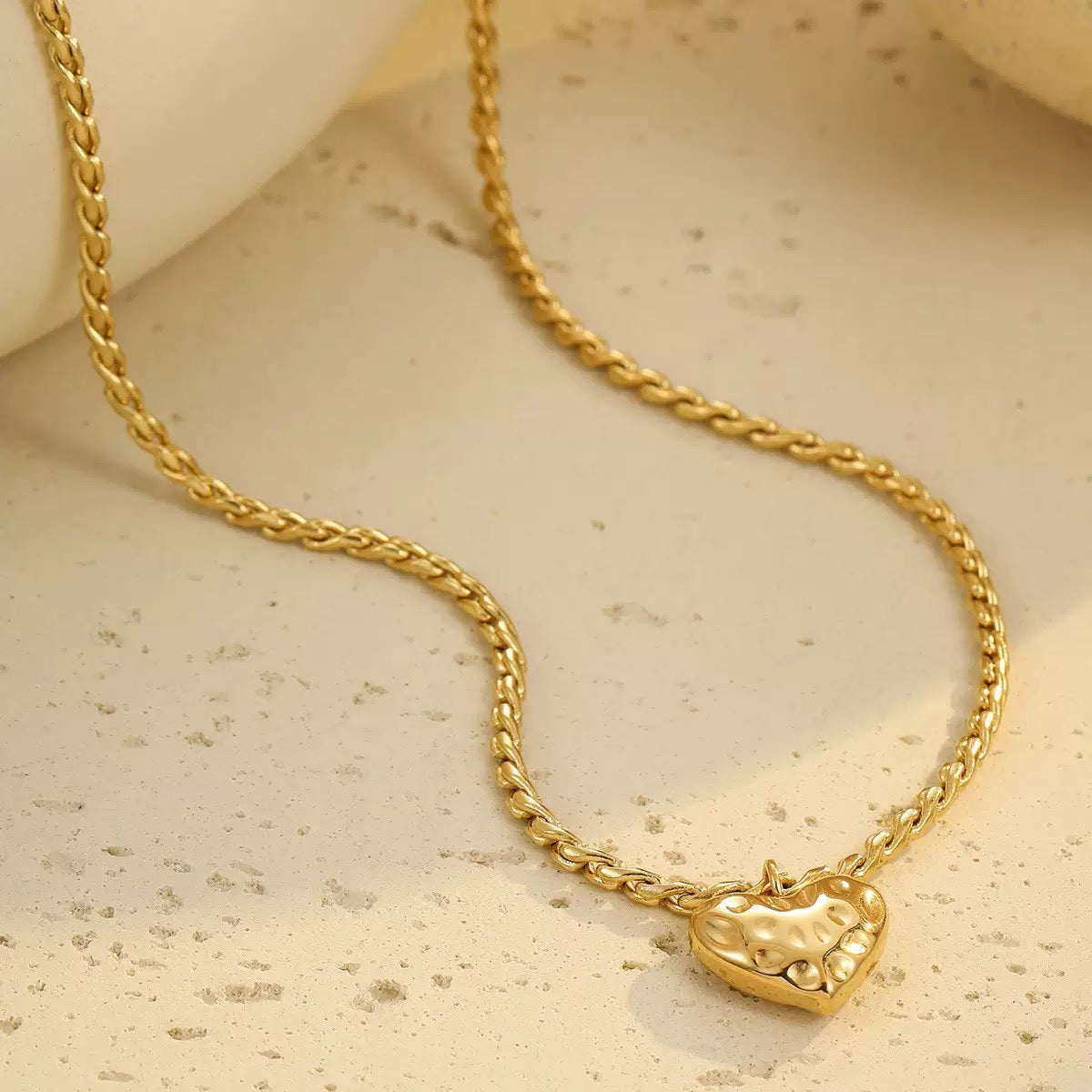 14K Gold Molten Heart Necklace