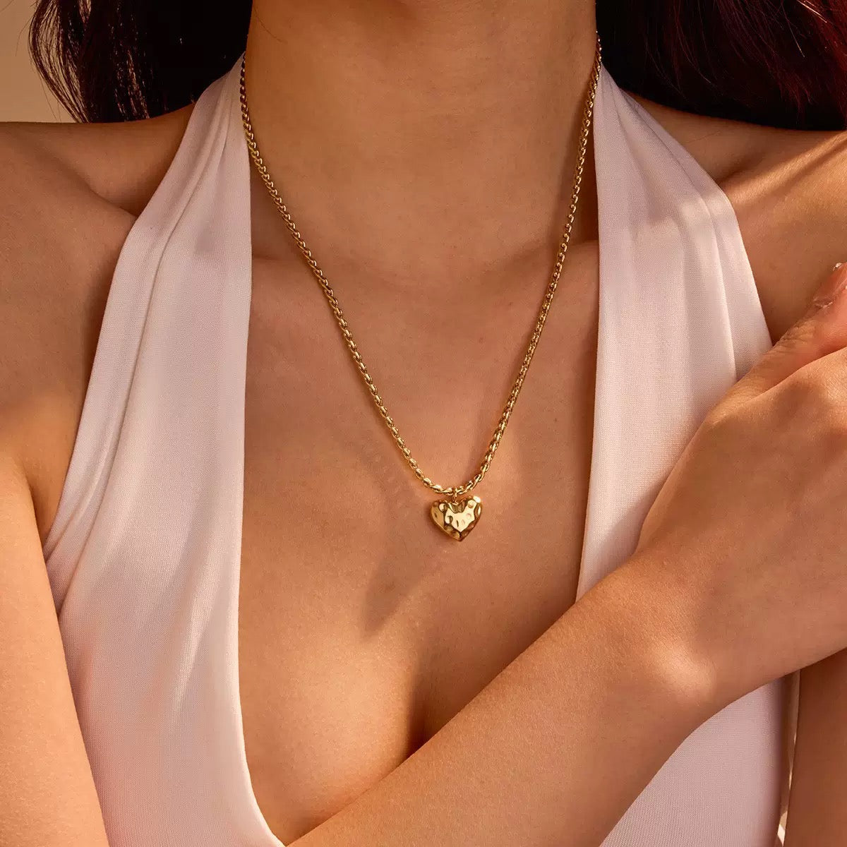 14K Gold Molten Heart Necklace
