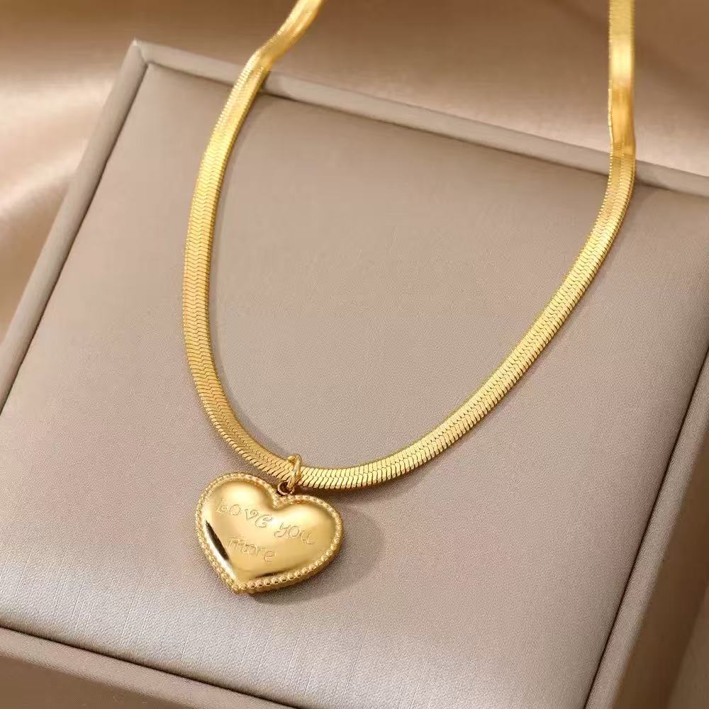 14K Gold 'Love You More' Heart Necklace