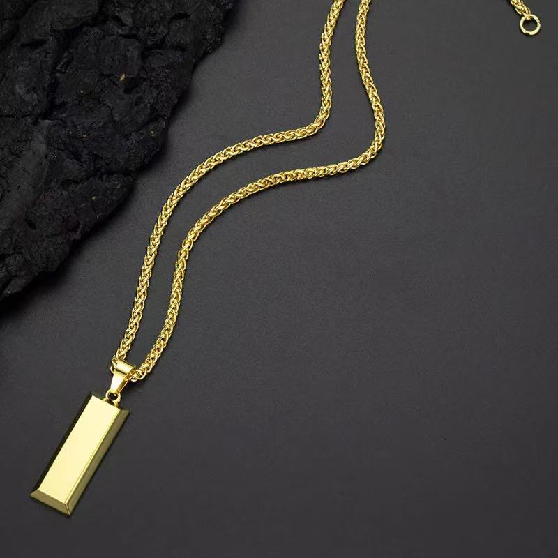 14K Gold Bar Pendant Necklace — Bold, Modern & Eye-Catching