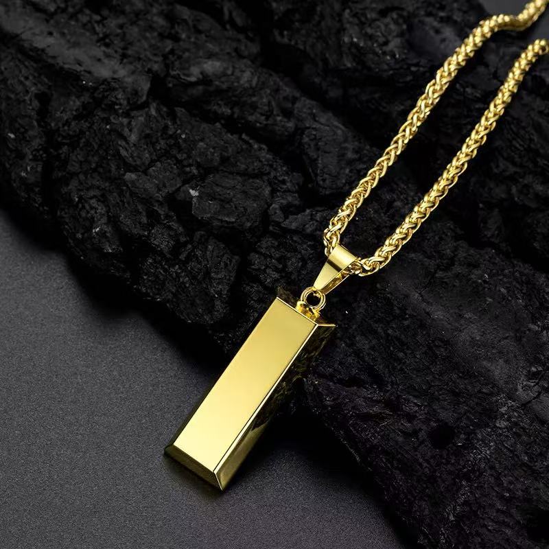 14K Gold Bar Pendant Necklace — Bold, Modern & Eye-Catching