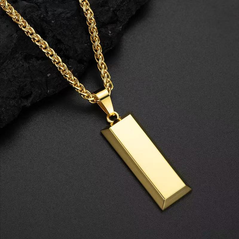 14K Gold Bar Pendant Necklace — Bold, Modern & Eye-Catching