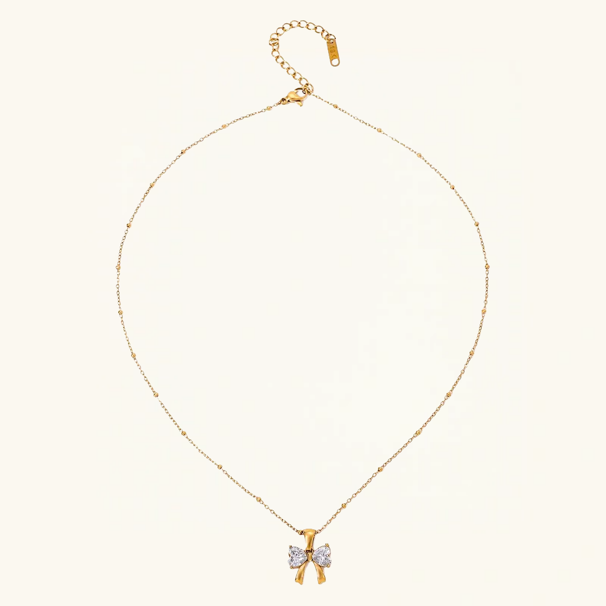 14K Gold Elegant Bow Pendant Necklace