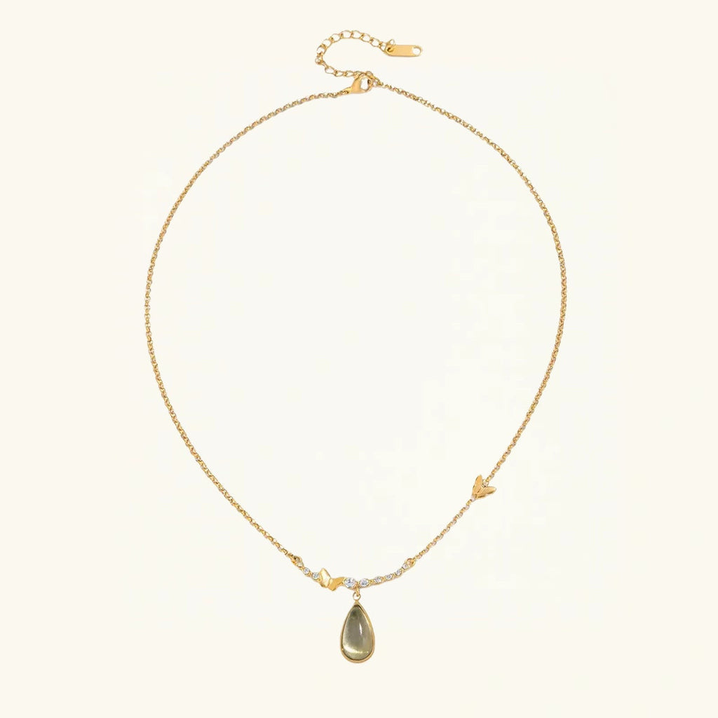 Teardrop CZ Pendant Necklac