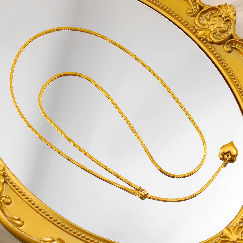 14K Gold Heart Pendant Sweater Necklace