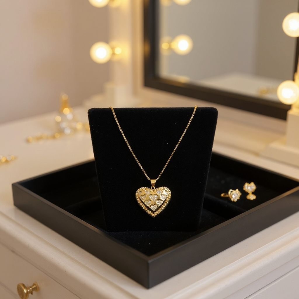 14K Gold Warm Sun Heart Necklace