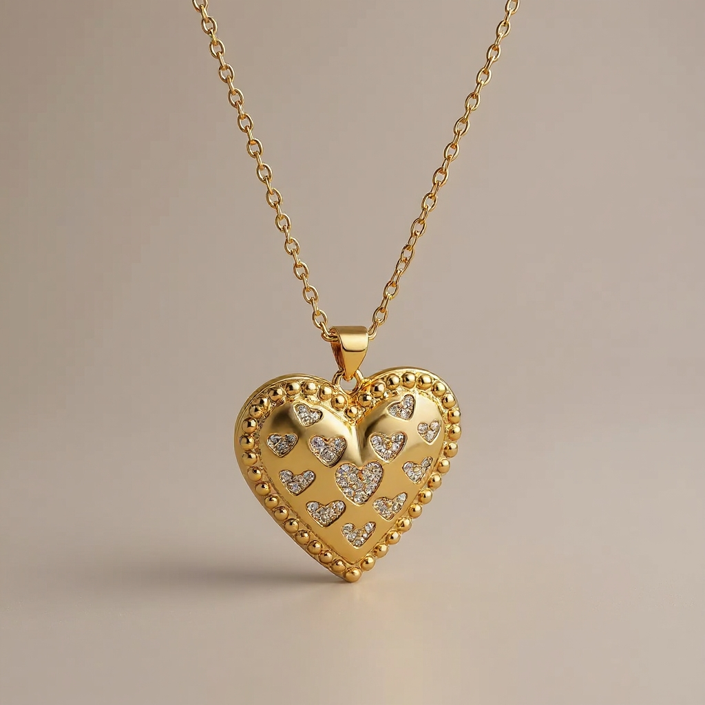 14K Gold Warm Sun Heart Necklace