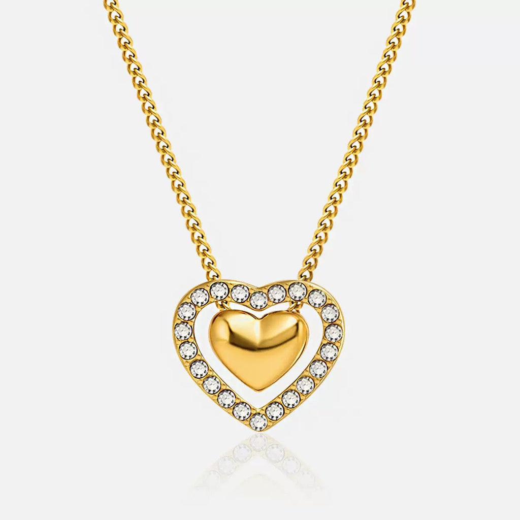 14K Gold Double Heart Necklace