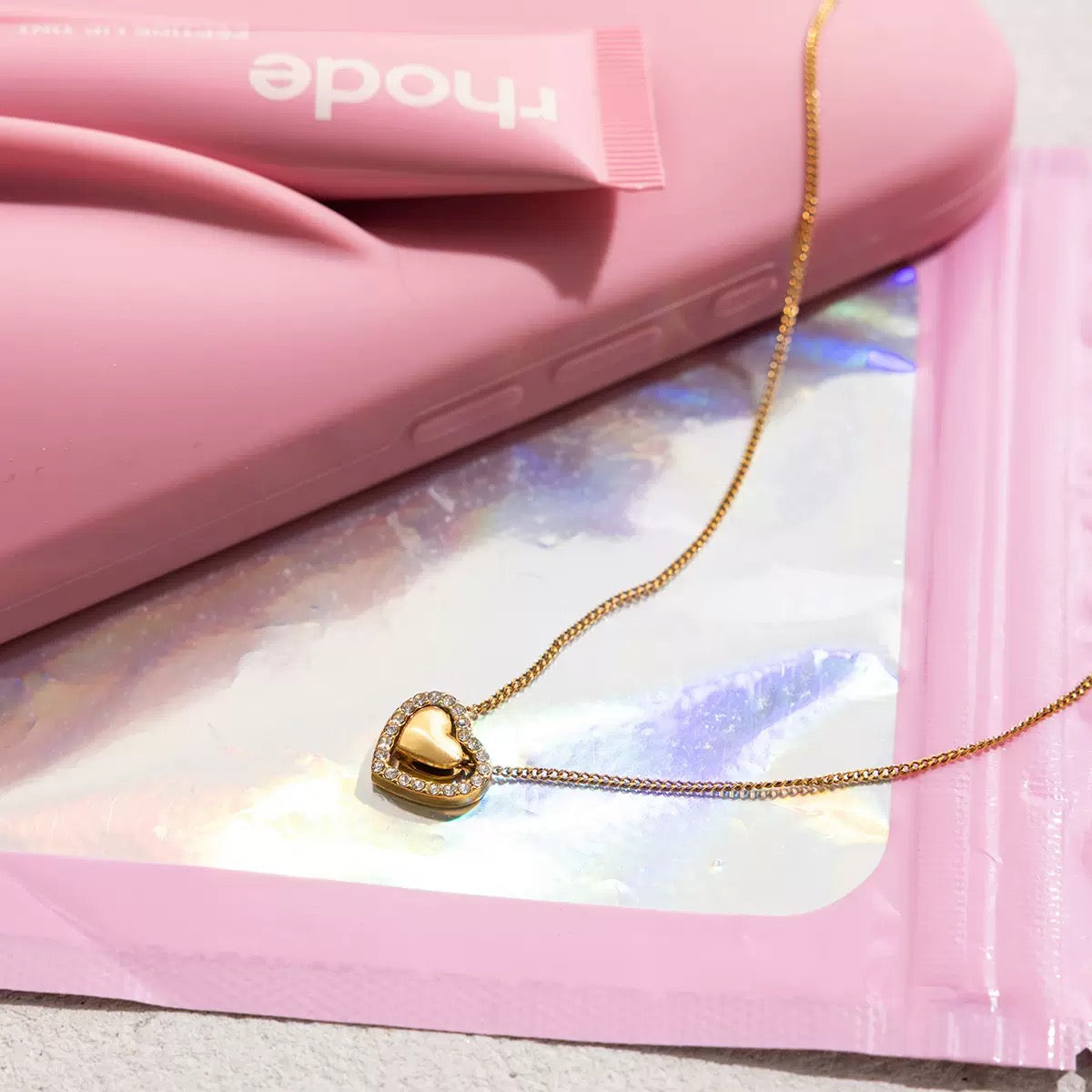 14K Gold Double Heart Necklace