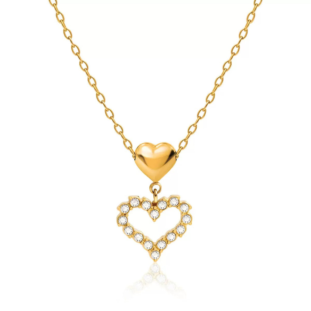 14K Gold Double Heart Necklace#2