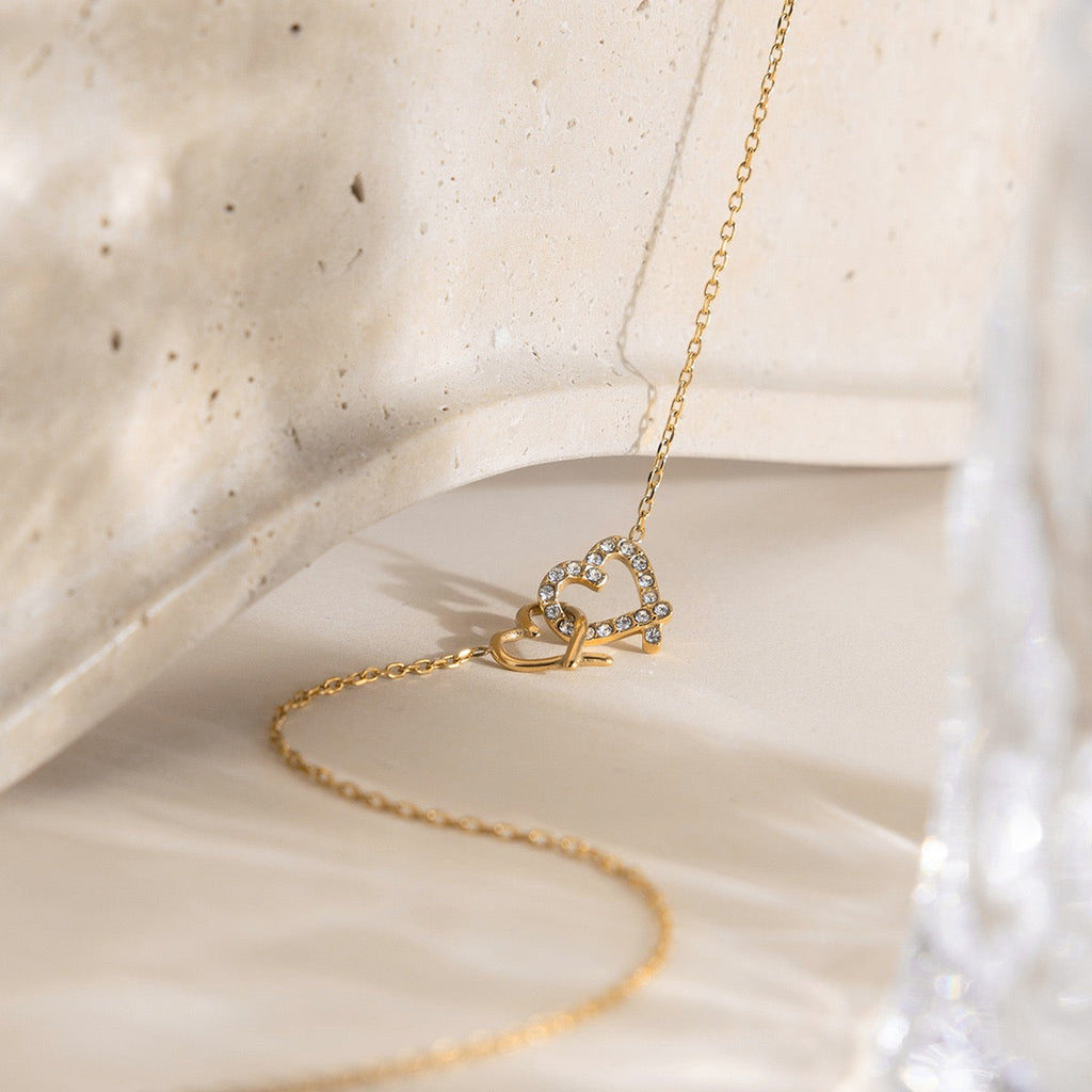14K Gold Double Heart Necklace#3