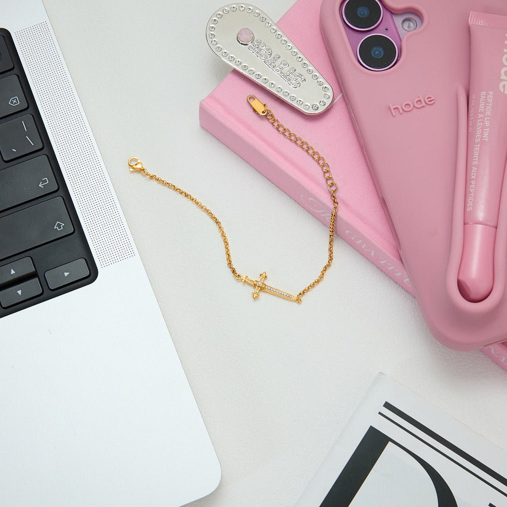 14K Gold Cross Charm Bracelet