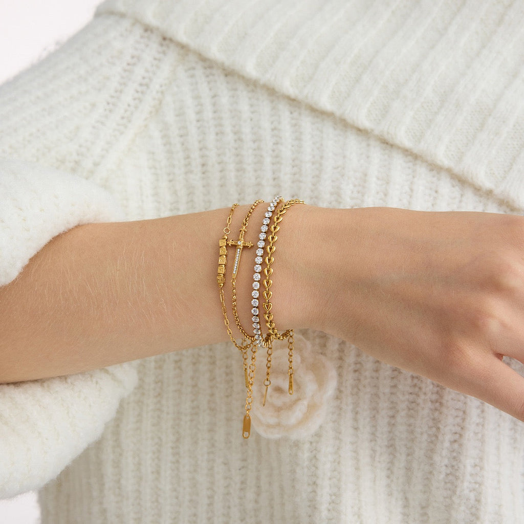 14K Gold Cross Charm Bracelet