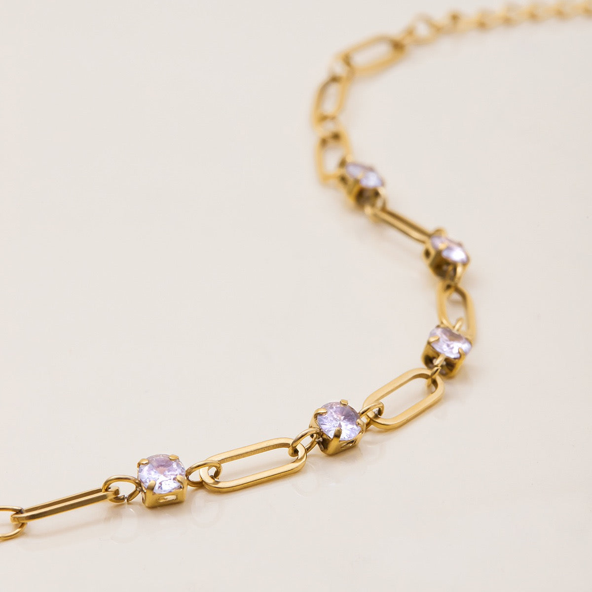14K Gold CZ Paperclip Bracelet – Elegant &Edgy