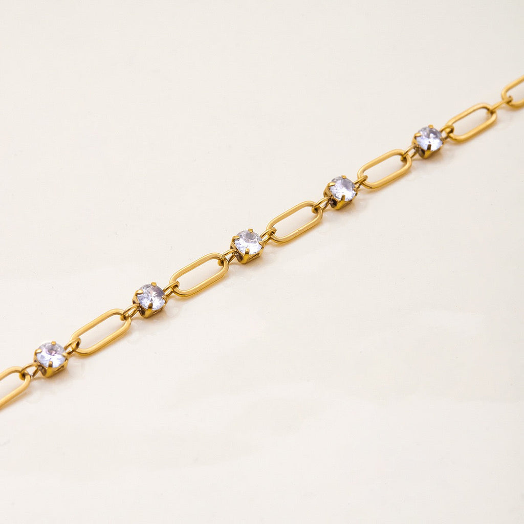 14K Gold CZ Paperclip Bracelet – Elegant &Edgy