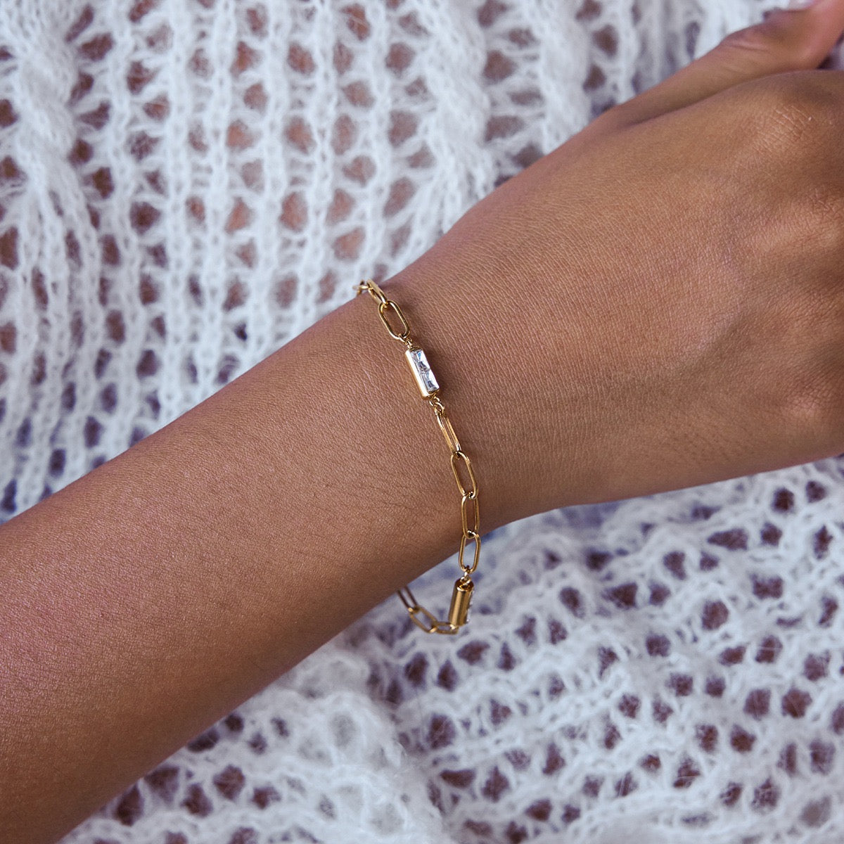 14K Gold CZ Paperclip Bracelet – Elegant &Edgy#2