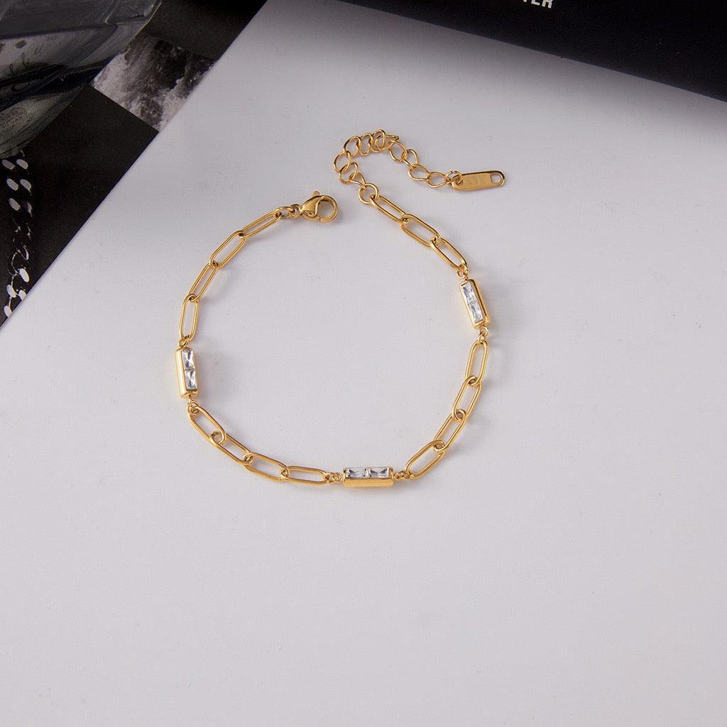 14K Gold CZ Paperclip Bracelet – Elegant &Edgy#2