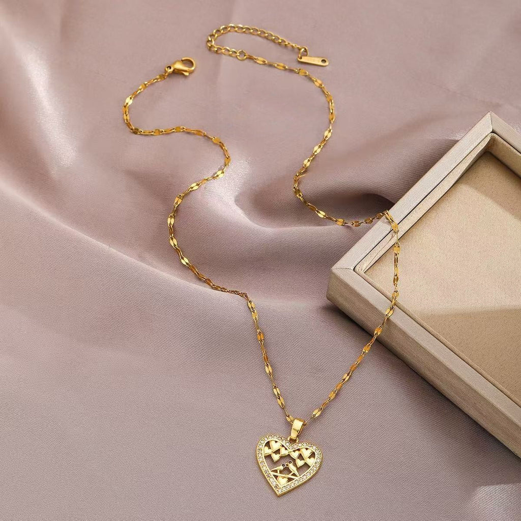 14K Gold Dazzling Heart Necklace