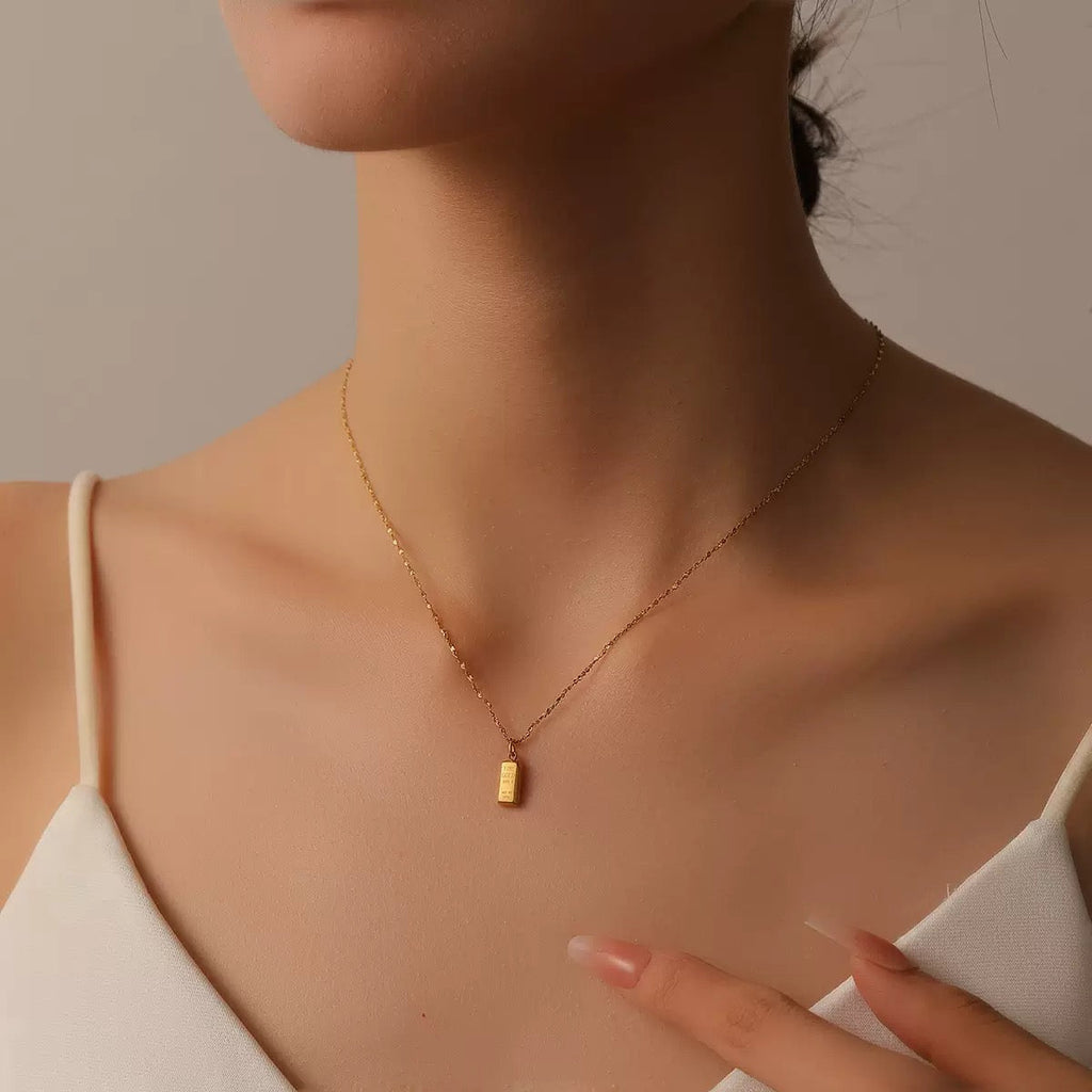 14K Gold Bar Petal Chain Necklace