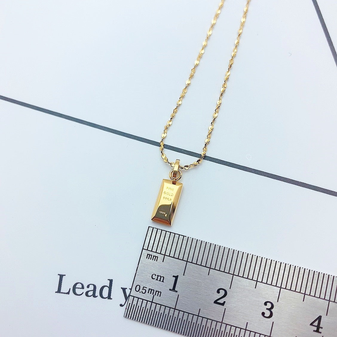14K Gold Bar Petal Chain Necklace