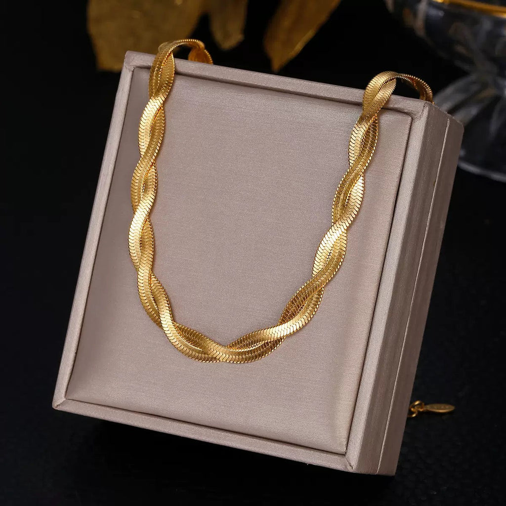 14K Gold Two Strand Braided Necklace
