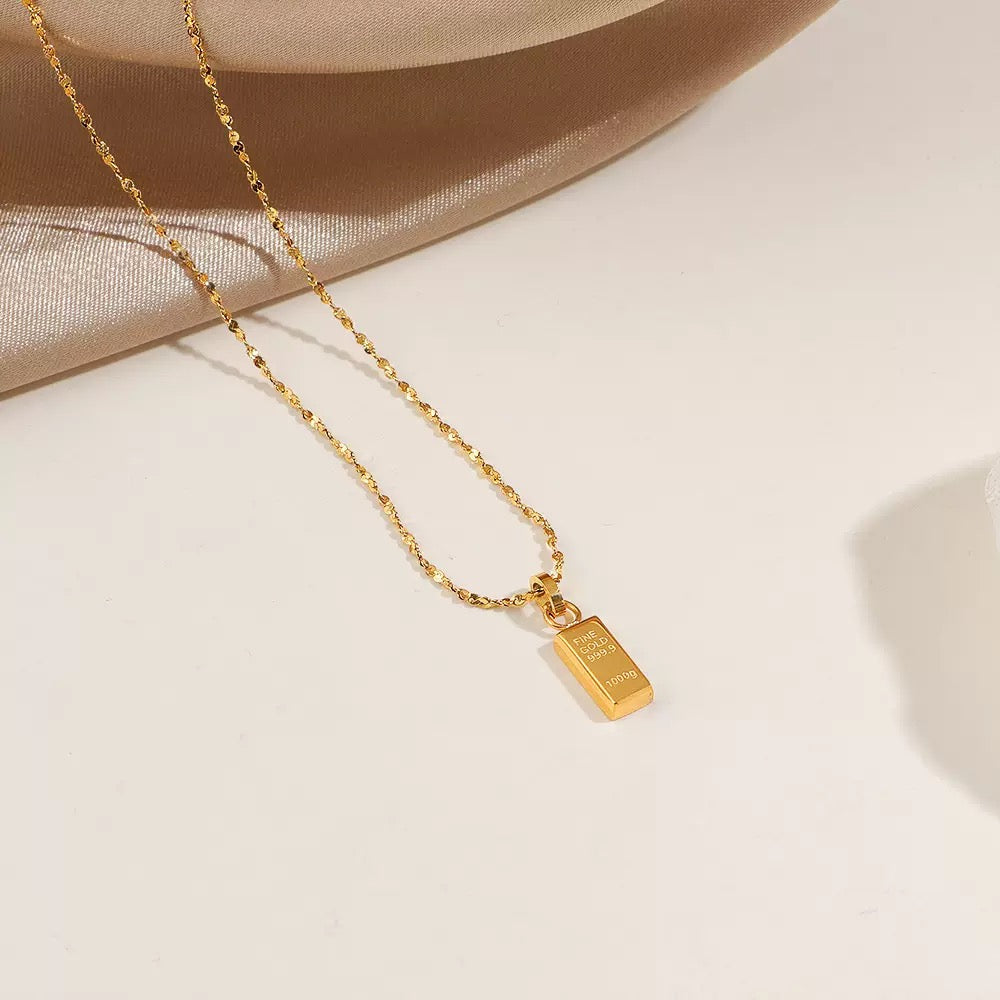 14K Gold Bar Petal Chain Necklace