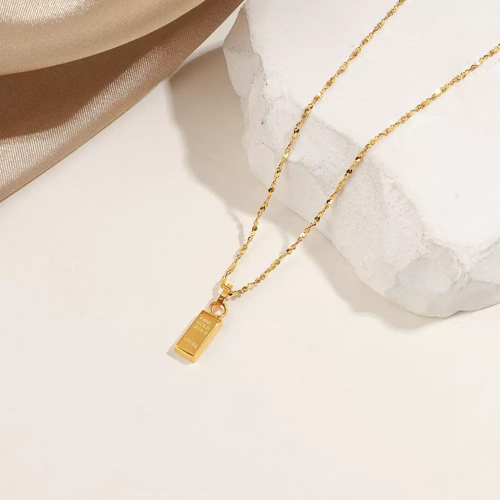 14K Gold Bar Petal Chain Necklace