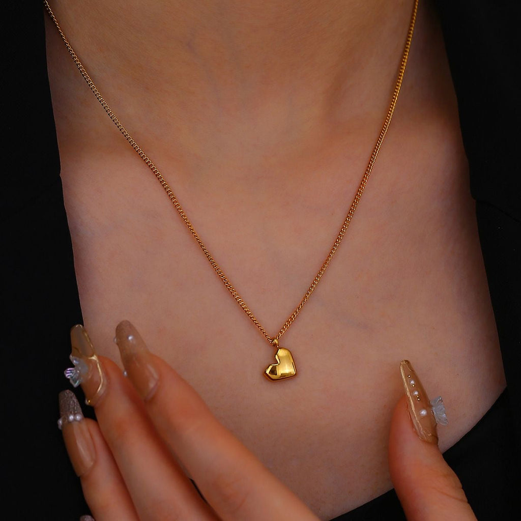 14K Gold Angular Heart Necklace