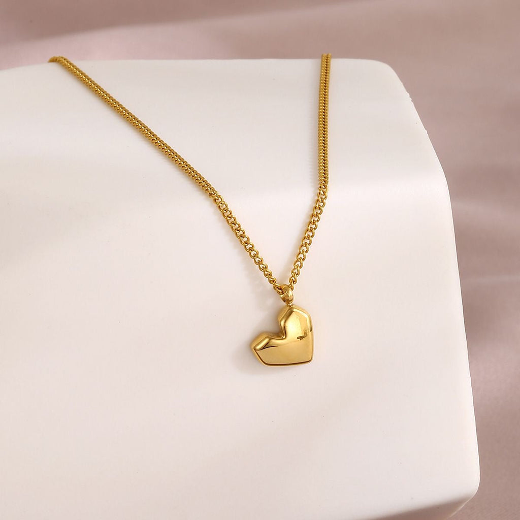 14K Gold Angular Heart Necklace