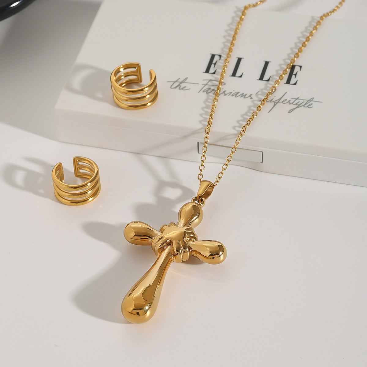 14K gold cross necklace#1