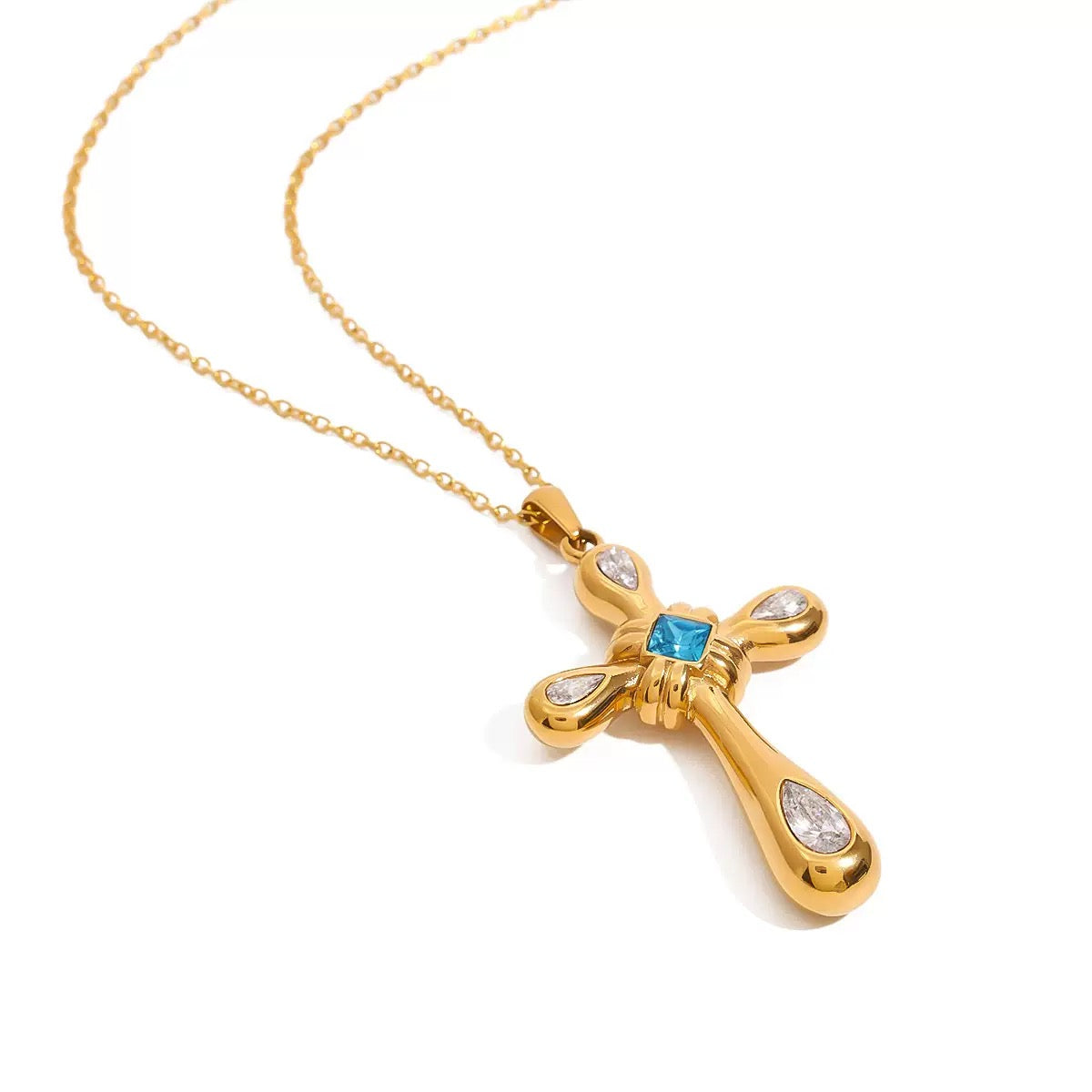 14K gold cross necklace#1