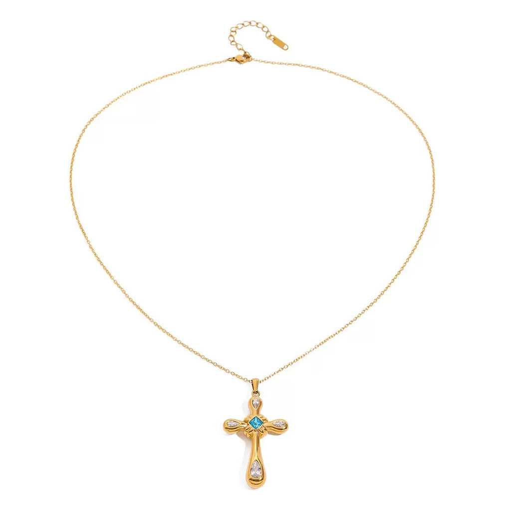 14K gold cross necklace#1