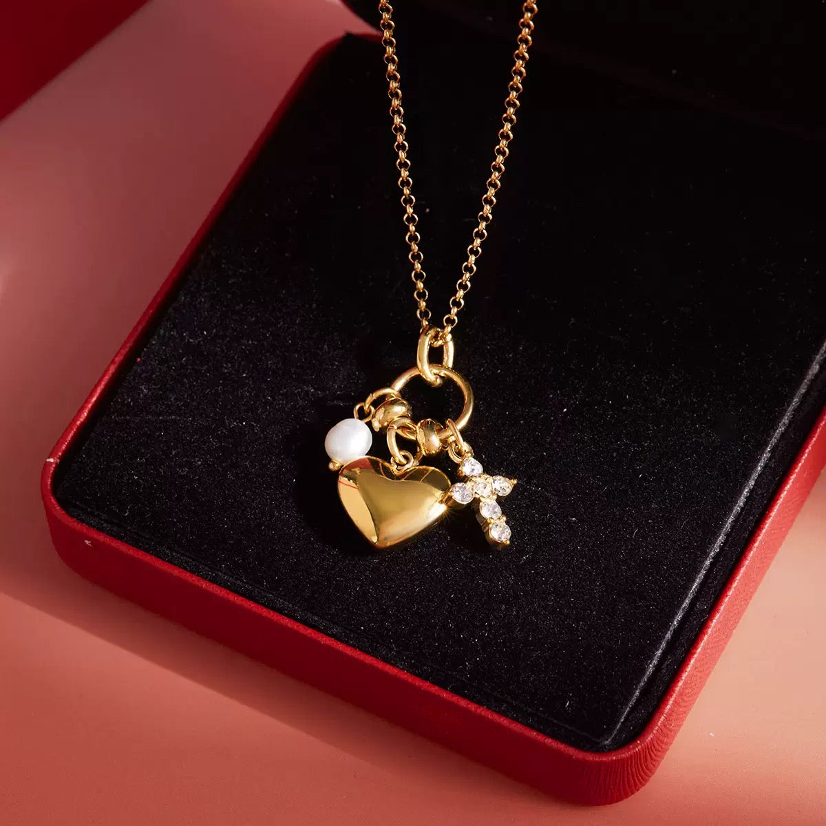 14K Gold Heart Lucky Charm Necklace