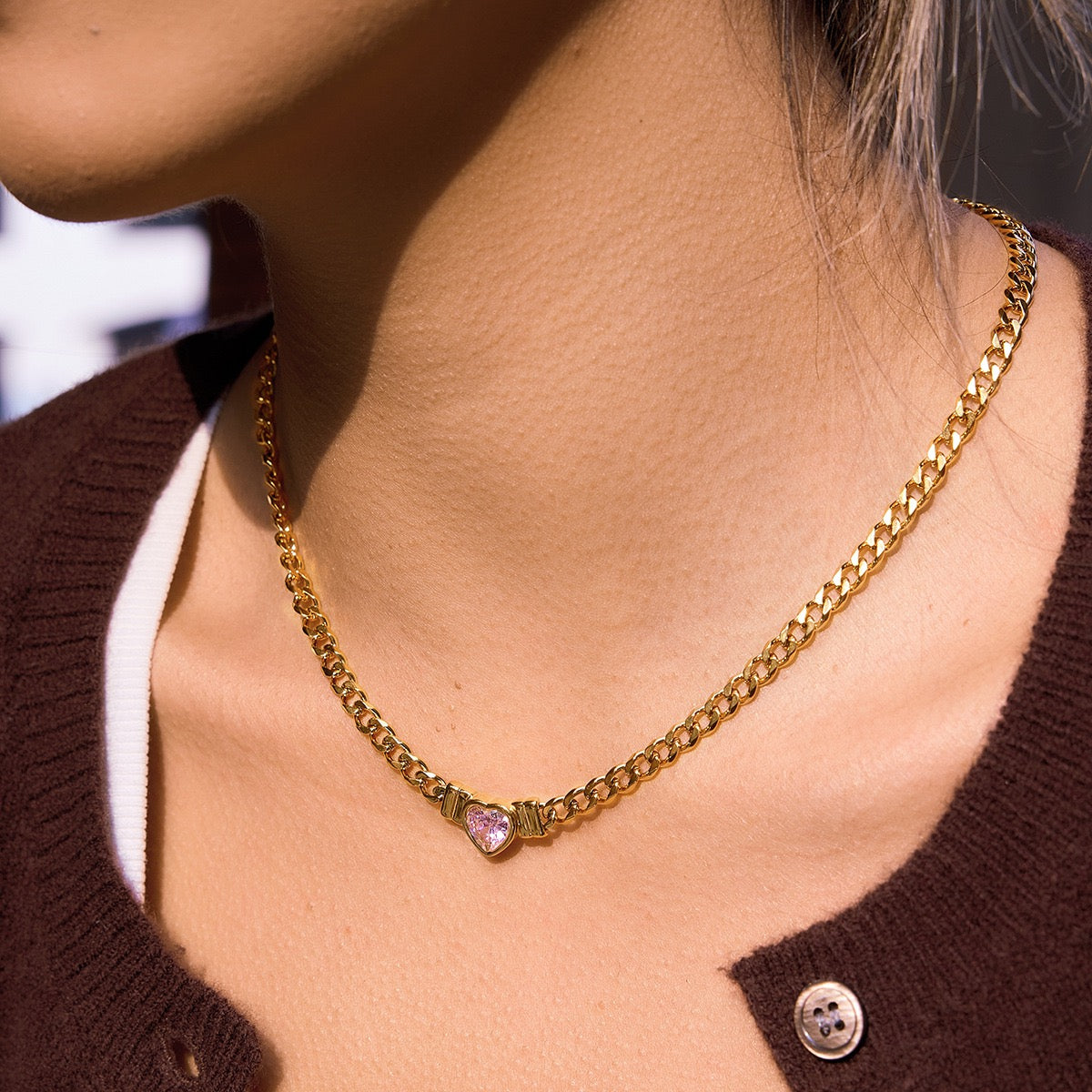 14K Gold Heart Chain Necklace
