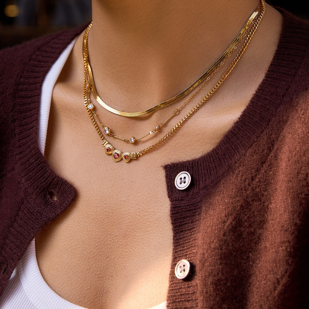 14K Gold Heart Chain Necklace