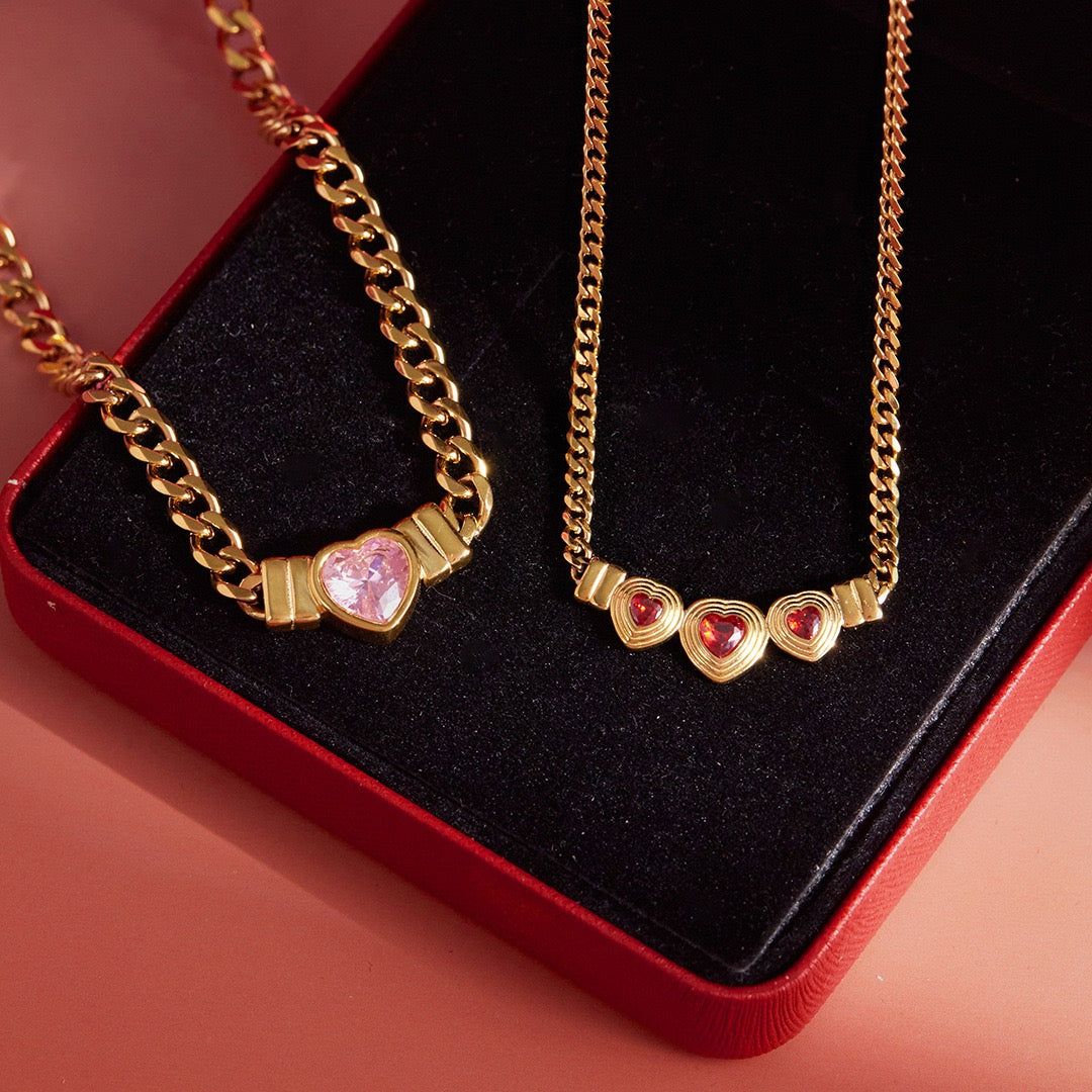 14K Gold Heart Chain Necklace