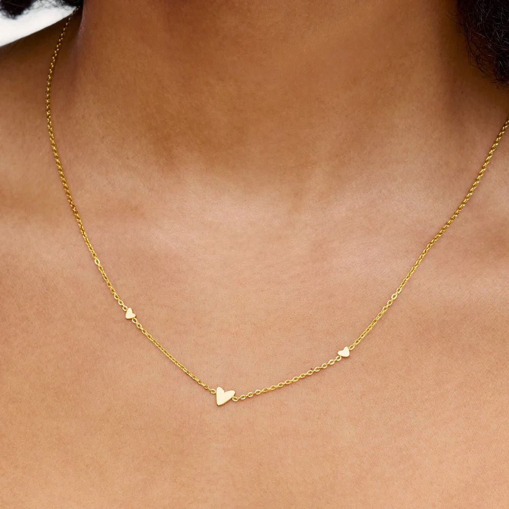 14K Gold Triple Heart Necklace – A Timeless Symbol of Love