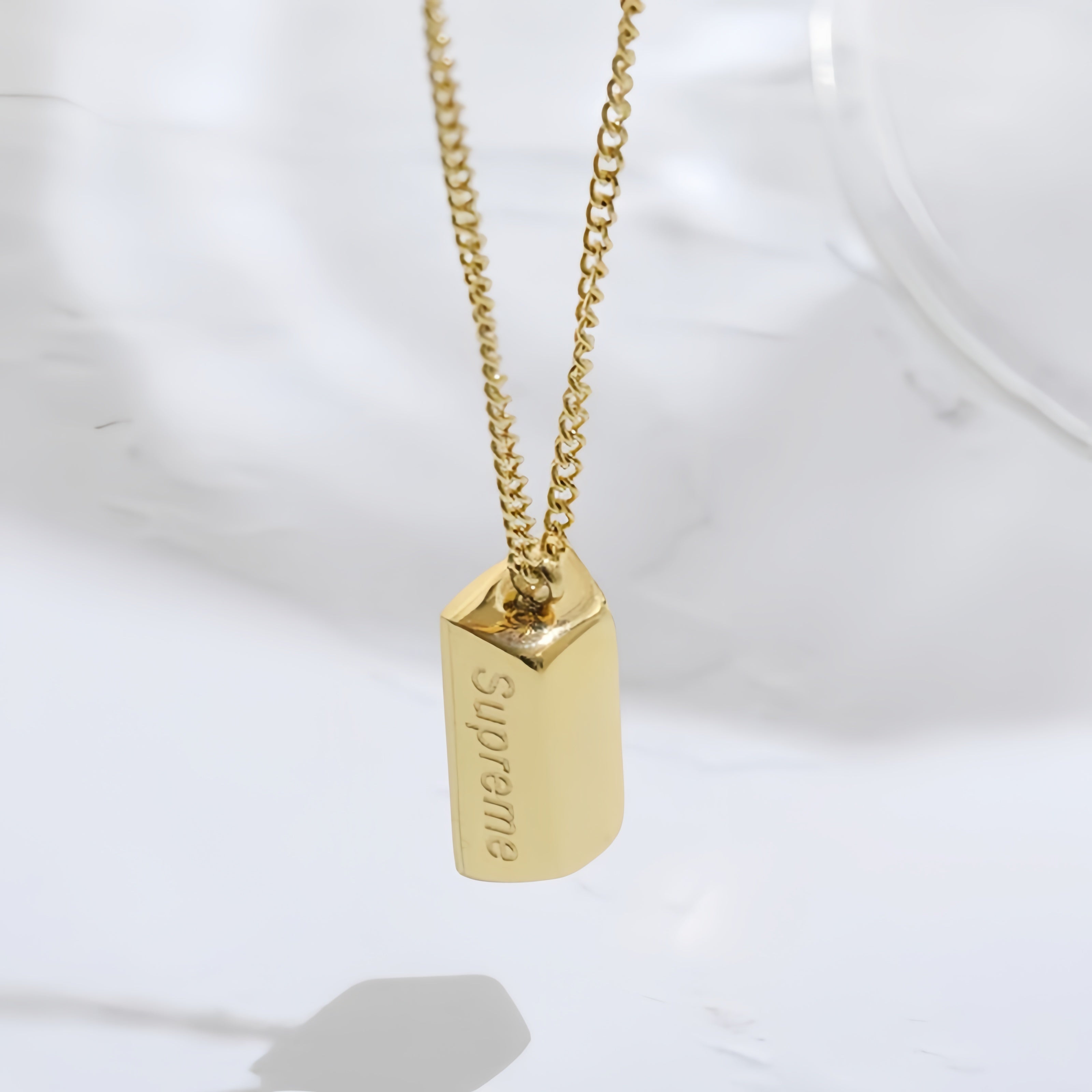 14K Gold Bar Pendant Necklace