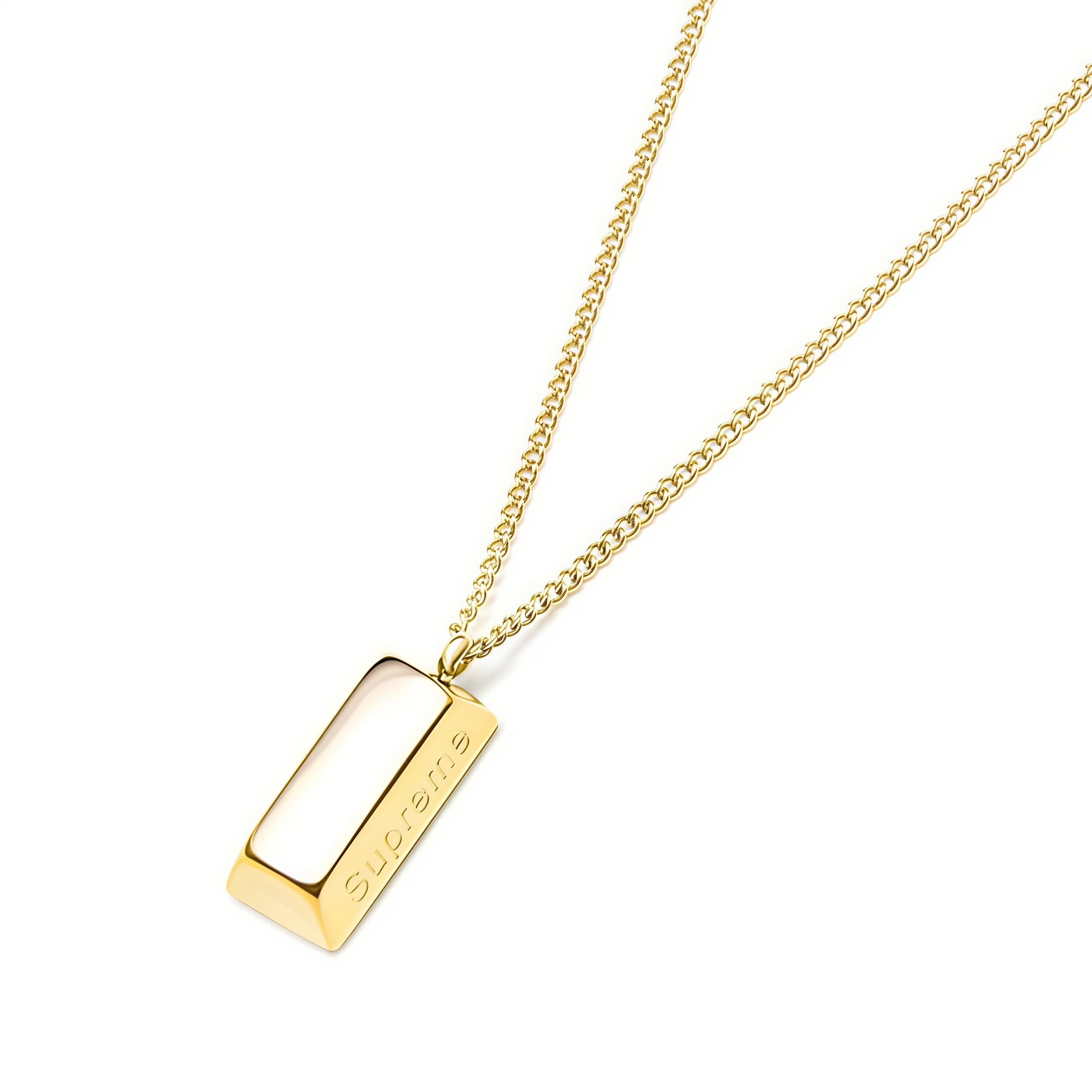 14K Gold Bar Pendant Necklace