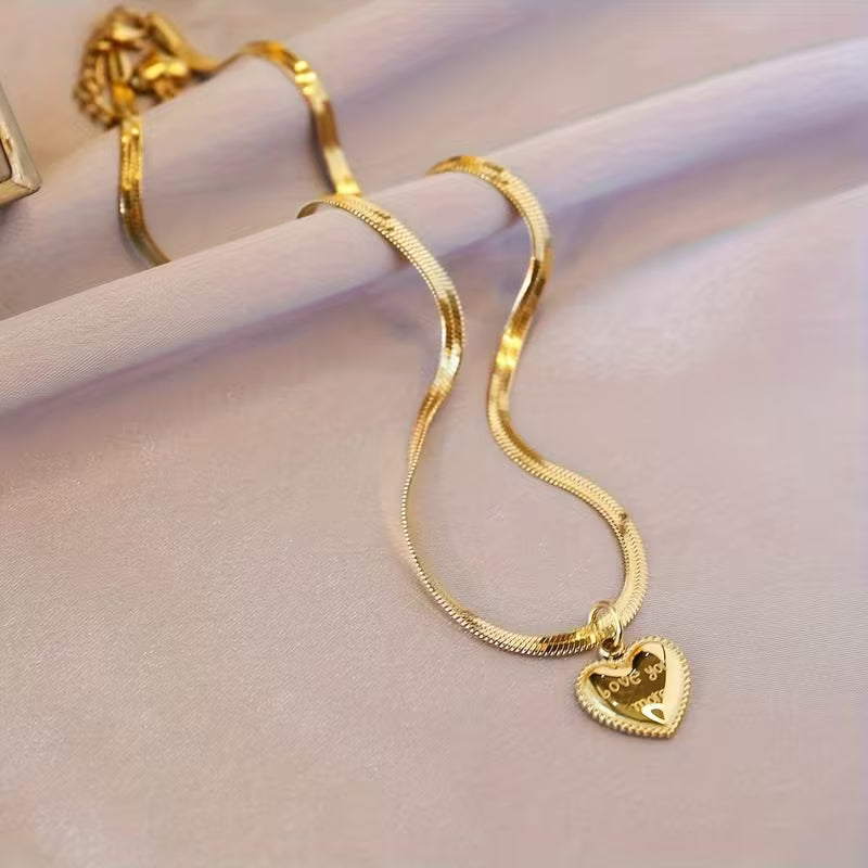 14K Gold 'Love You More' Heart Necklace