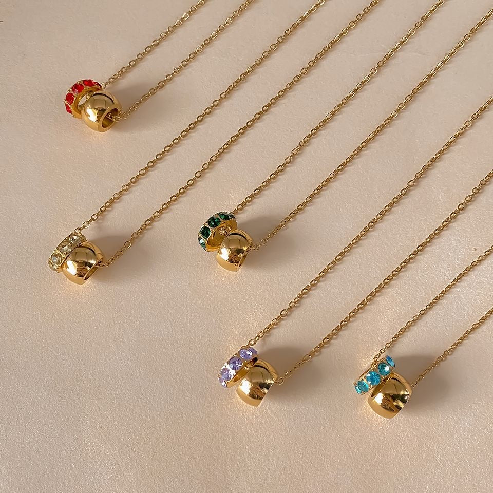 14K Gold Birthstone Charm Necklace