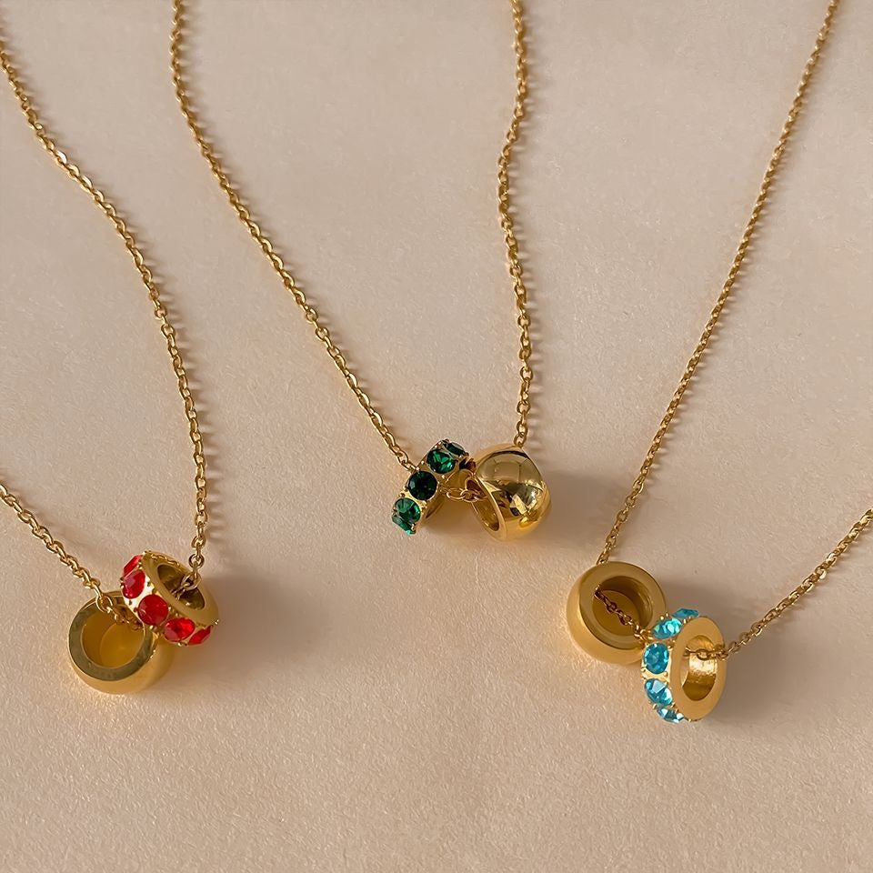 14K Gold Birthstone Charm Necklace