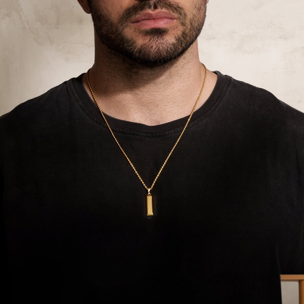 14K Gold Bar Pendant Necklace — Bold, Modern & Eye-Catching