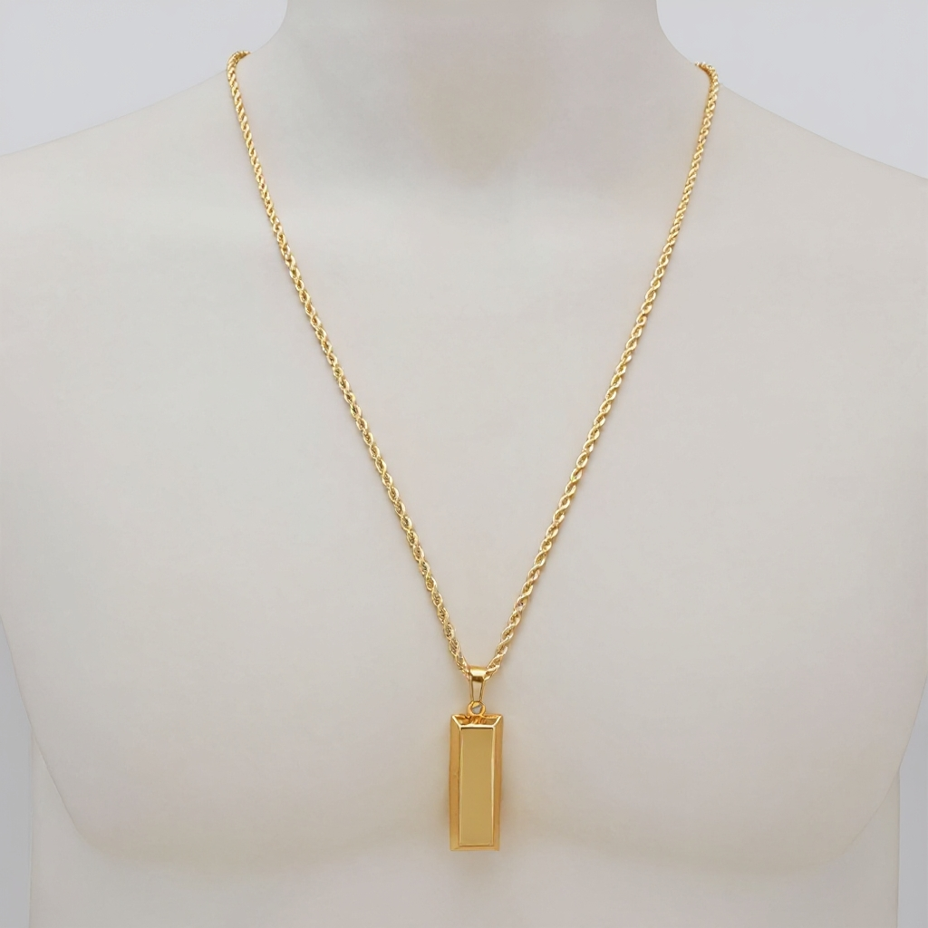 14K Gold Bar Pendant Necklace — Bold, Modern & Eye-Catching