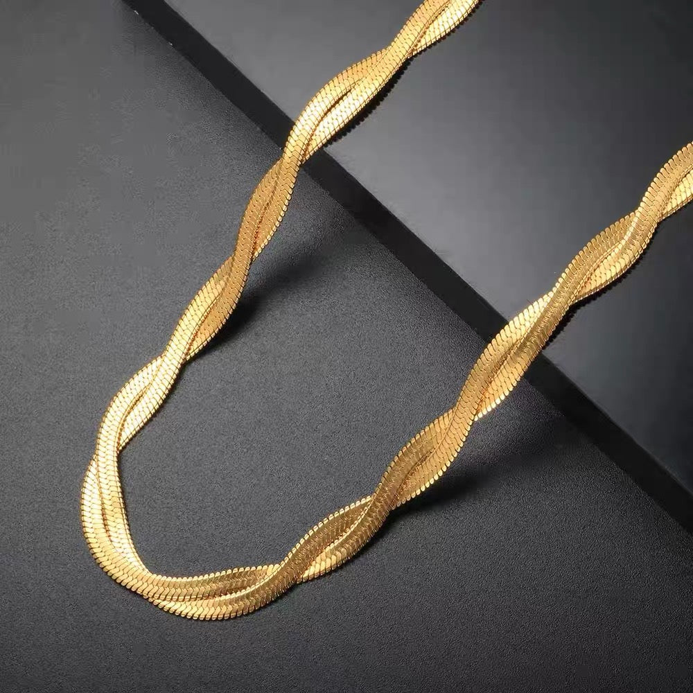 Twisted Herringbone Braided Chain Necklace