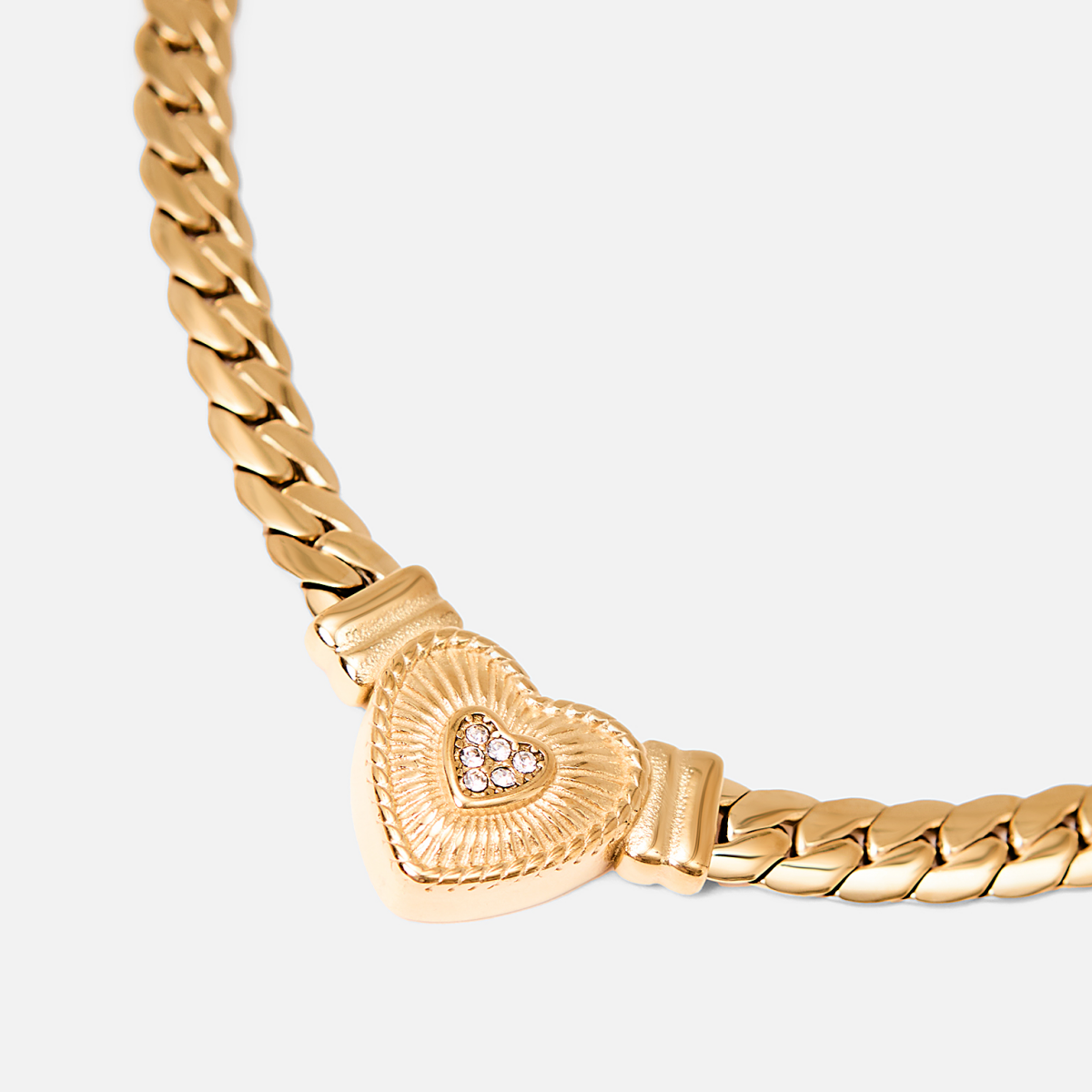 Amoura Crystal Heart Necklace in 14K Gold