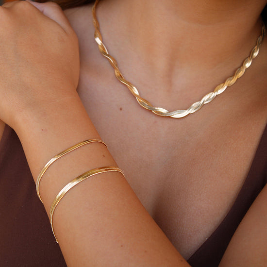 Twisted Herringbone Braided Chain Necklace