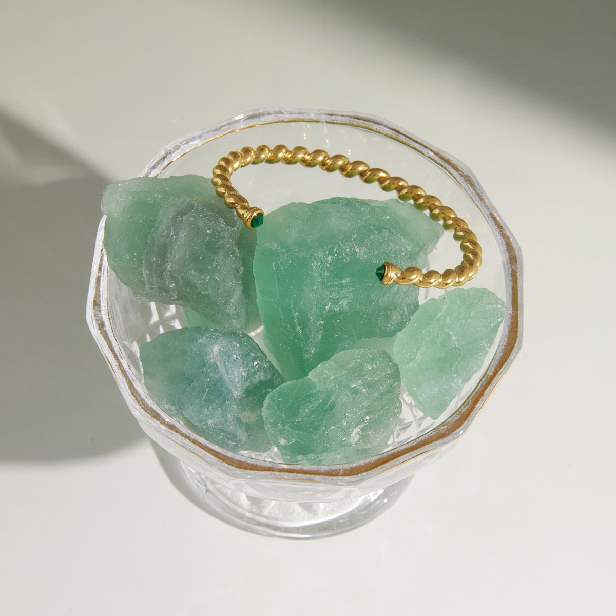 Twist Cuff Bracelet – Emerald Accent