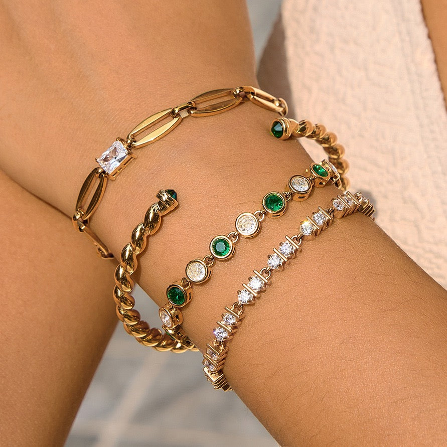Twist Cuff Bracelet – Emerald Accent