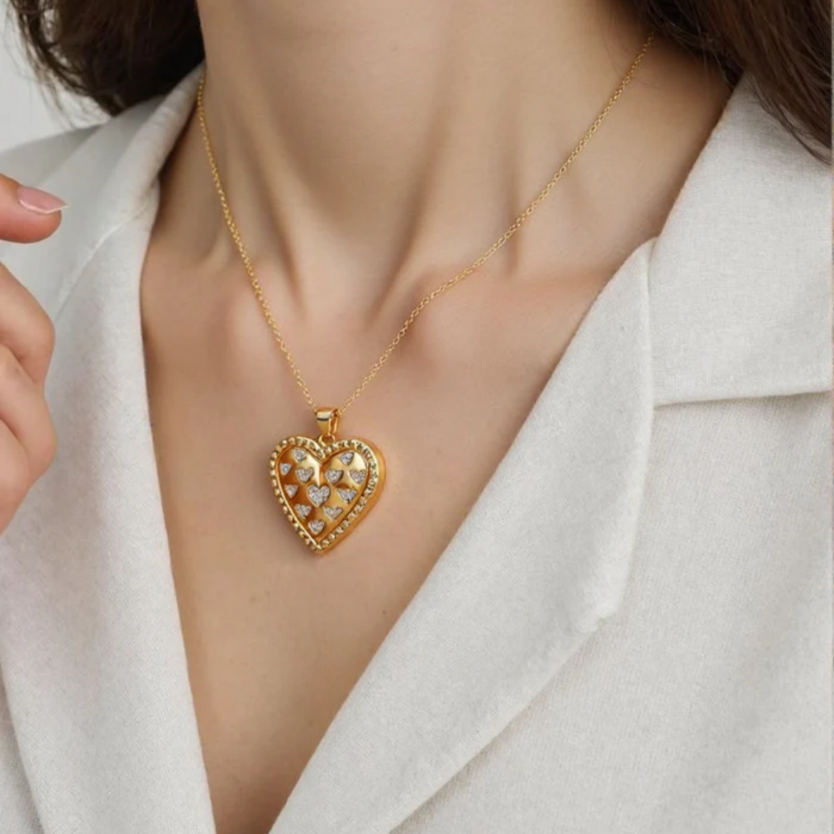 14K Gold Warm Sun Heart Necklace